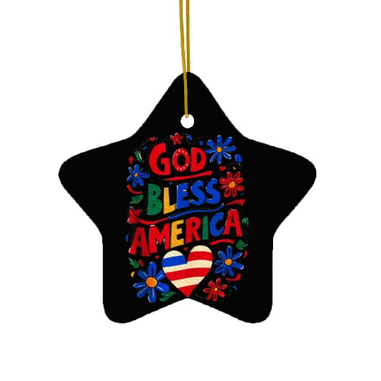 God Bless America Ceramic Ornaments
