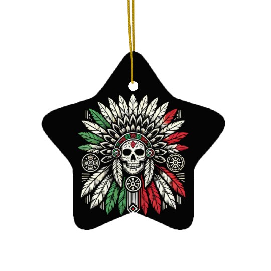 Aztec Warrior Indigenous Mexican Aztec Jaguar Ceramic Ornaments
