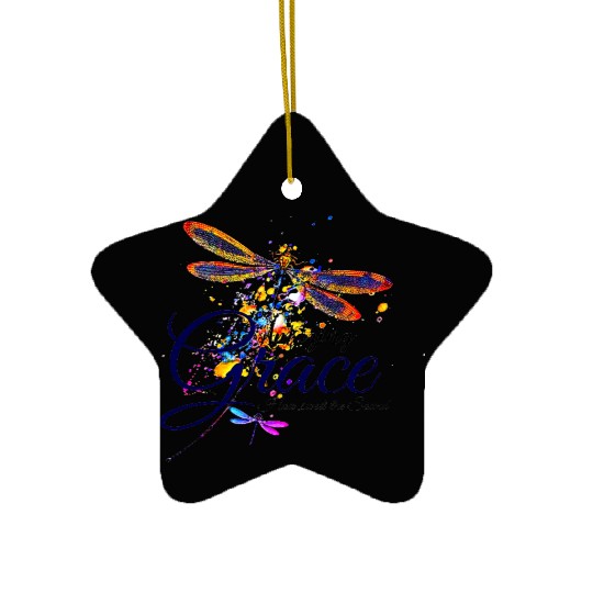 Amazing Grace Dragonfly splatter Ceramic Ornaments