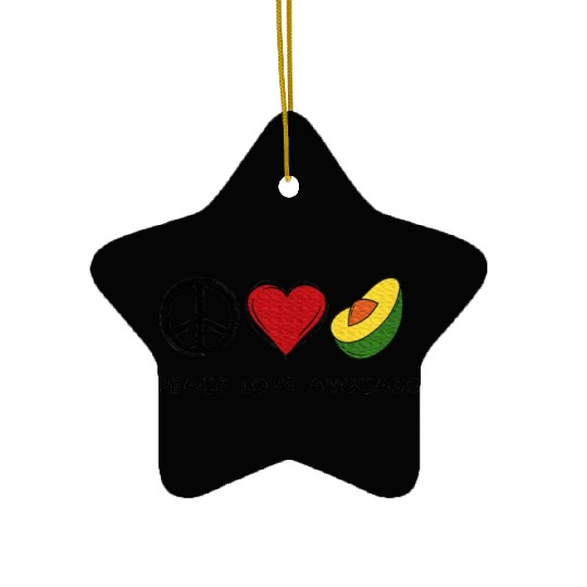 Peace Love Avocado Avocado Lover Food Lover Ceramic Ornaments