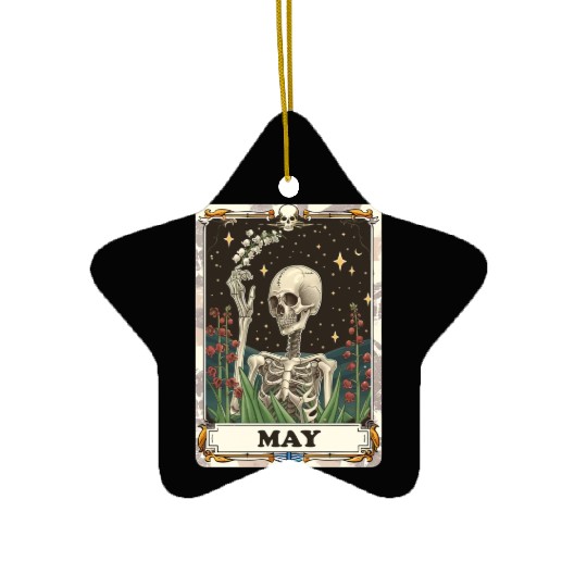 May Gothic Tarot Card - Lily of the Valley & Skele Ceramic Ornaments