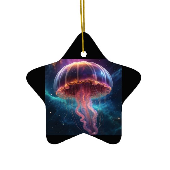 Cosmic Jellyfish Dance Ceramic Ornaments