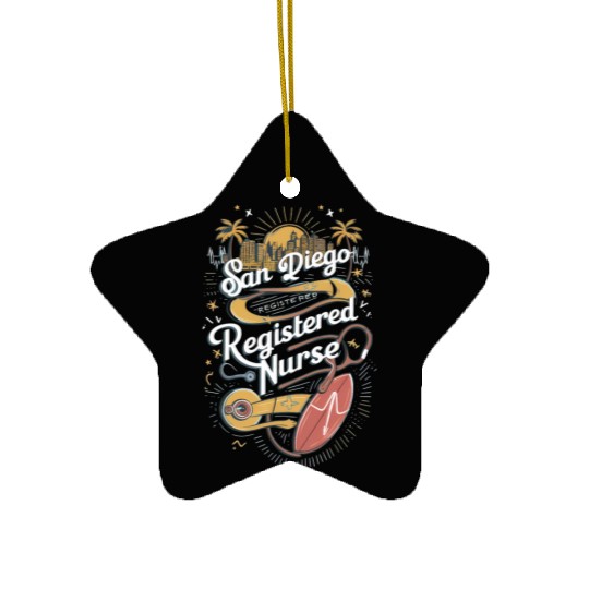 San Diego Registered Nurse Skyline Graphic Art Ceramic Ornaments