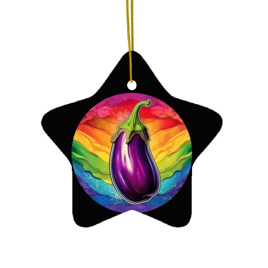 LGBTQ Eggplant Ceramic Ornaments