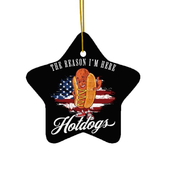 Funny BBQ Pun Retro Vintage Hot Dog Lover Ceramic Ornaments