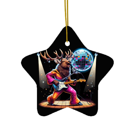 Disco Ball Guitar Elk Ceramic Ornaments