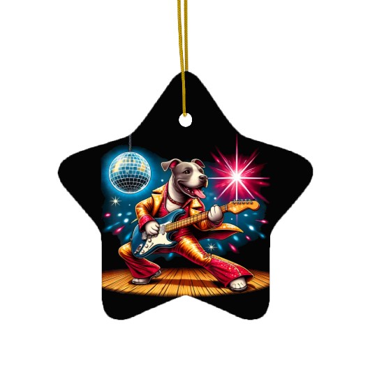 Disco Ball Guitar dog Ceramic Ornaments