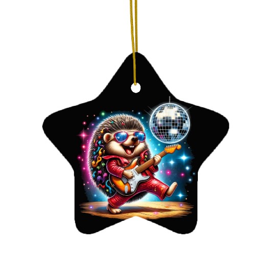 Disco Ball Guitar Hedgehog Ceramic Ornaments