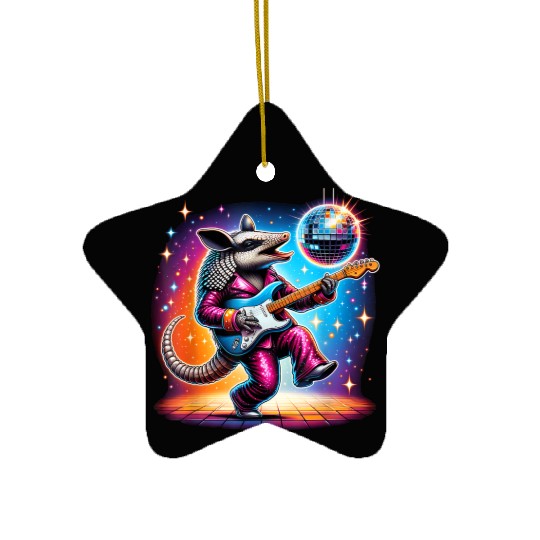 Disco Ball Guitar Armadillo Ceramic Ornaments