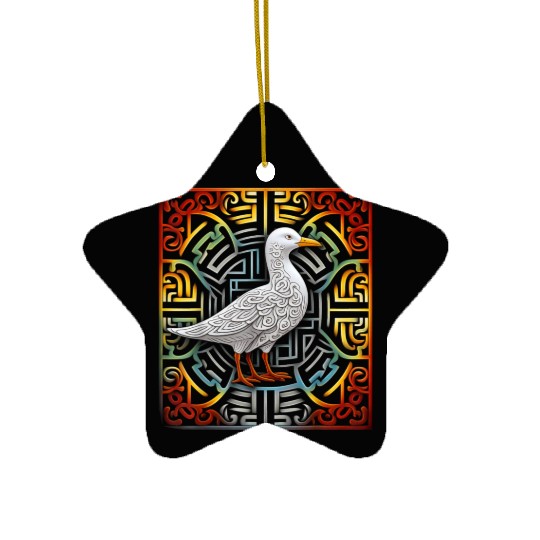 Seagull Mandala Graphic Illustration Ceramic Ornaments