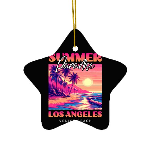 Summer Paradise Los Angeles Venice Beach Ceramic Ornaments
