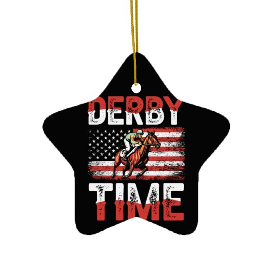 Derby Time Louisville Kentucky Horse Racing Ceramic Ornaments