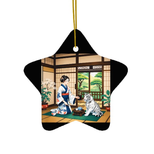 Fantasy Kimono Tiger Premium Ceramic Ornaments