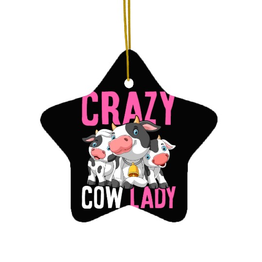 Crazy Cow Lady Funny Cattle Heifer Girl Female Far Ceramic Ornaments