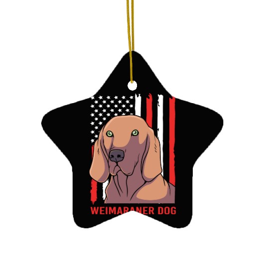 US Flag 4th Of July Patriotic Dog Weimaraner Lover Ceramic Ornaments