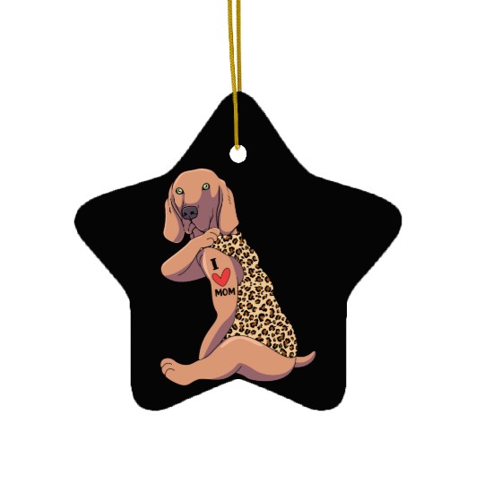 Weimaraner Mom Tattoo Dog I Love Mom Dog Ceramic Ornaments