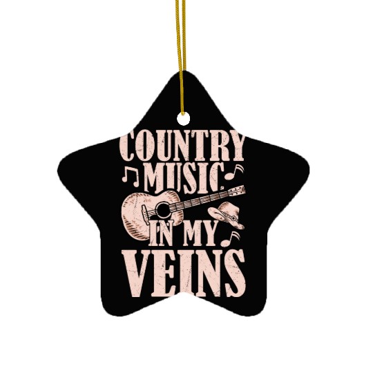 Country Music In My Veins Cowboy Western Ceramic Ornaments