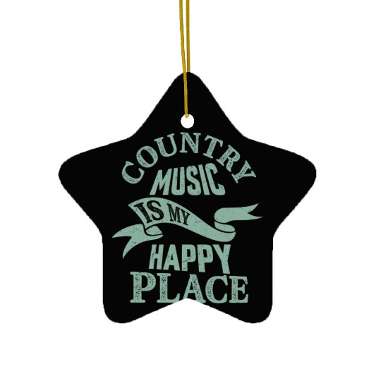 Country Music Is My Happy Place Cowboy Western Ceramic Ornaments