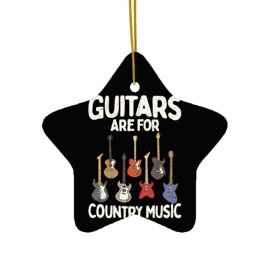 Guitars Are For Country Music Western Cowboy Ceramic Ornaments