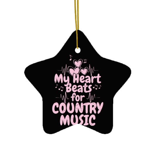 My Heart Beats for Country Music Cowboy Western Ceramic Ornaments