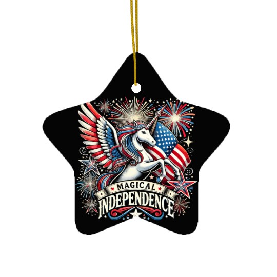 Star-Spangled Unicorn with American Pride and Ceramic Ornaments
