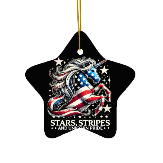 Star-Spangled Unicorn with American Pride and Ceramic Ornaments