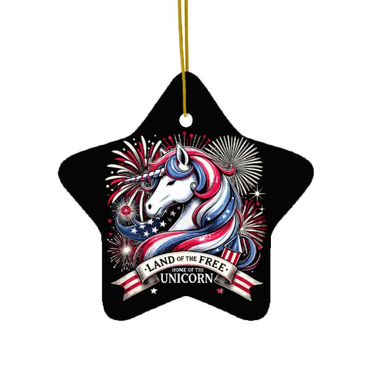 Star-Spangled Unicorn with American Pride and Ceramic Ornaments