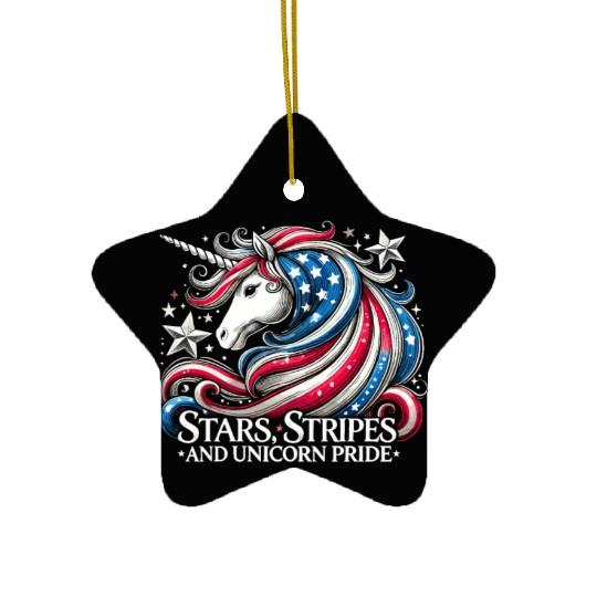 Star-Spangled Unicorn with American Pride and Ceramic Ornaments