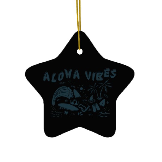Aloha Vibes Tropical Vacation Design Ceramic Ornaments