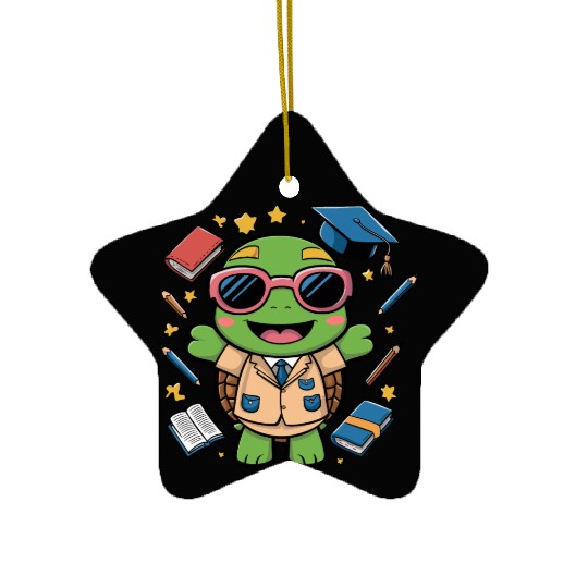 School Boy Turtle Ceramic Ornaments