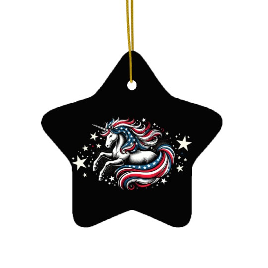 Star-Spangled Unicorn with American Pride and Ceramic Ornaments