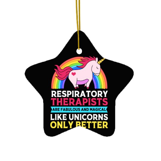Cute Respiratory Therapist Rainbow Unicorn Ceramic Ornaments