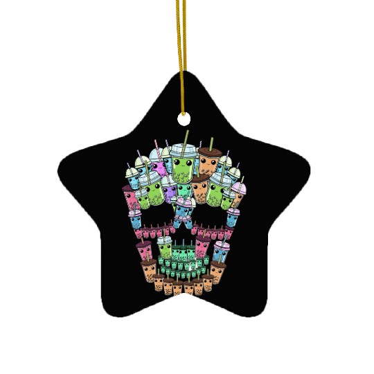 Bubble Tea Skull Ceramic Ornaments Men Boba Tea