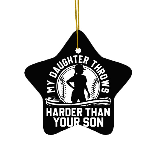 Throw Harder Softball Dad Funny Daddy Father's Day Ceramic Ornaments