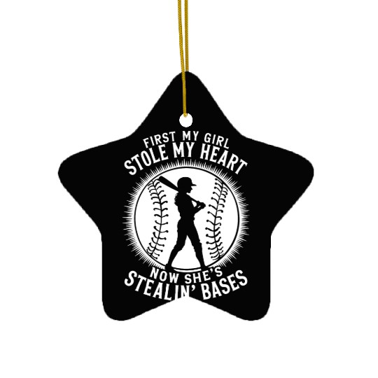 Stole Heart Softball Dad Funny Daddy Father's Day Ceramic Ornaments