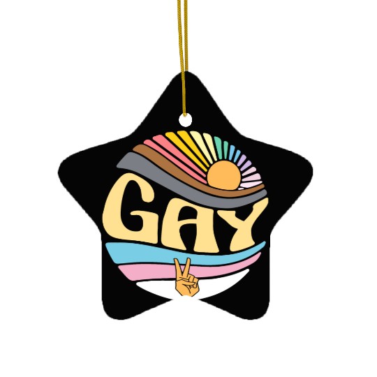 Vintage Gay Lesbian Pride Month - Groovy LGBT Ceramic Ornaments