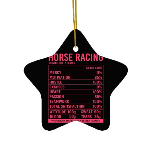 Funny Equestrian Horse Racing Nutritional Facts Ceramic Ornaments