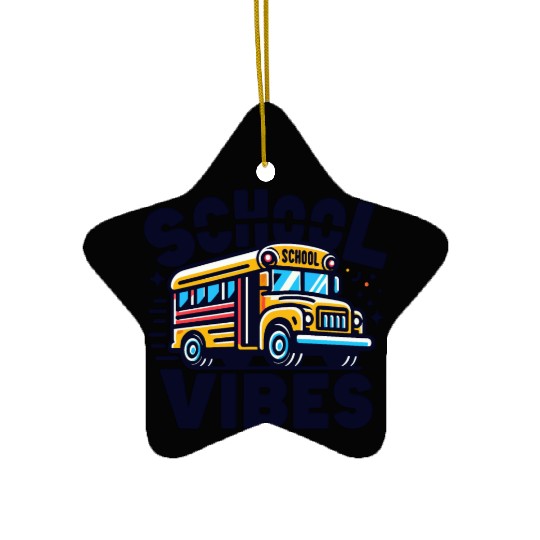 School Vibes Vector Illustration for school bus Ceramic Ornaments