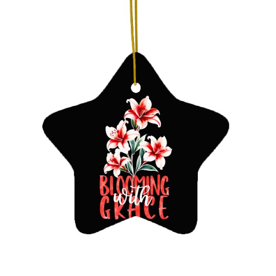 Elegant Red Azalea Watercolor Ceramic Ornaments