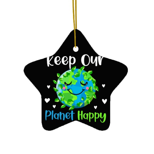 keep Our Planet Happy Ceramic Ornaments