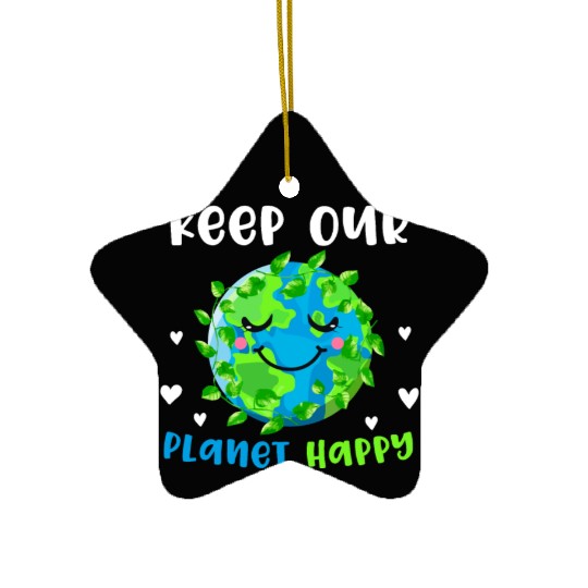 keep Our Planet Happy Ceramic Ornaments