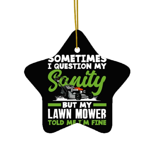 Landscaper Gardener Sanity Lawn Mower Ceramic Ornaments