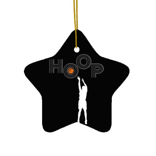 HOOP I love basketball Ceramic Ornaments