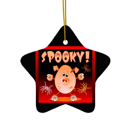 HAPPY HALLOWEEN SPIDERS PIGLET Ceramic Ornaments