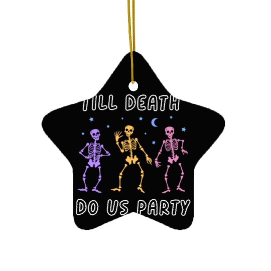 Til Death Do Us Party Halloween Dancing Skeleton Ceramic Ornaments