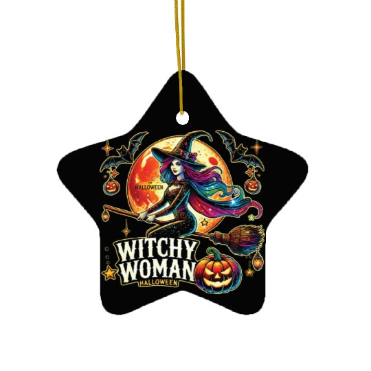 Couple Halloween Husband Witchy Woman Halloween Ceramic Ornaments