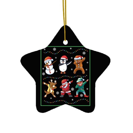 Dabbing Santa Elf Friends Christmas Boys Girls Men Ceramic Ornaments