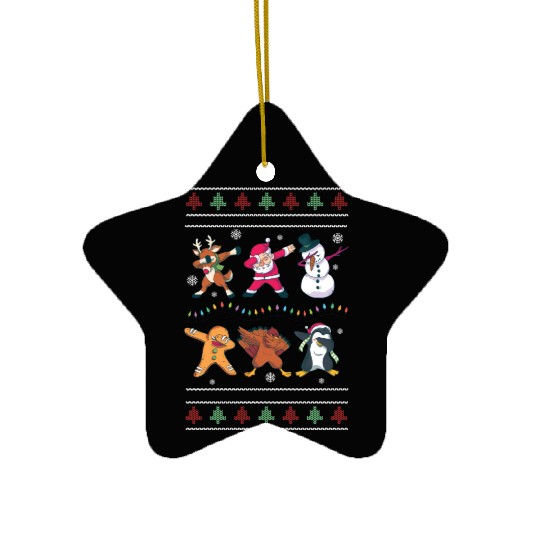 Dabbing Santa Elf Friends Christmas Dancing Xmas Ceramic Ornaments