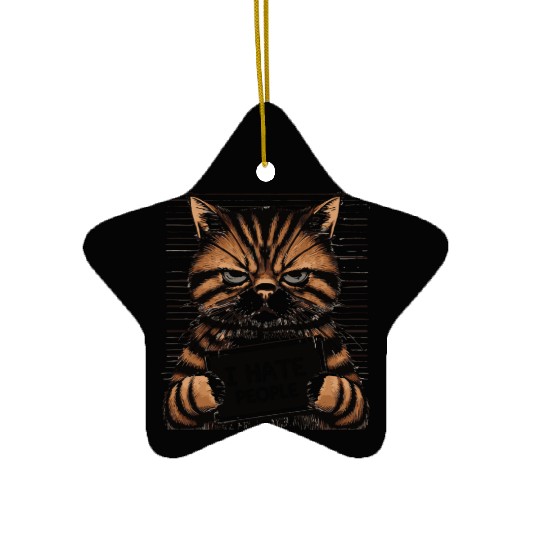 Funny Grumpy Cat: I Hate People-I Hate People Cat Ceramic Ornaments