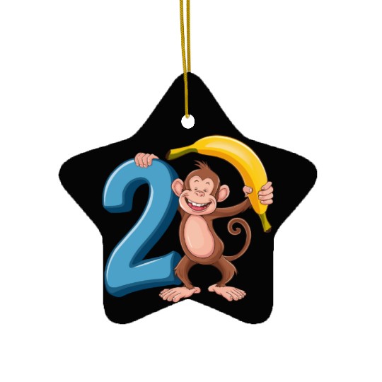 2nd Birthday Monkey Ceramic Ornaments